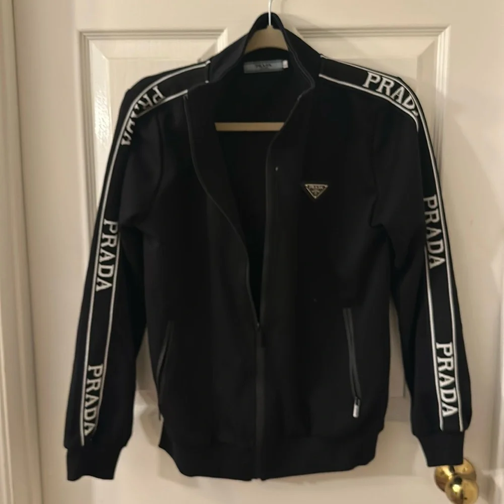 Prada Black Track Jacket with White Logo Tape - Picture 1 of 6